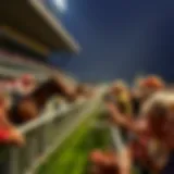 A horse racing event with spectators cheering