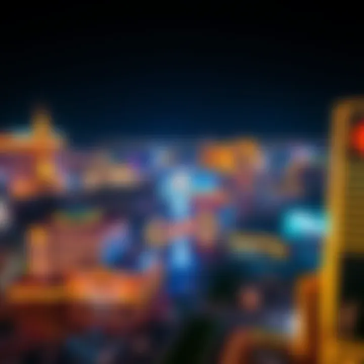Aerial view of the Las Vegas Strip at night illuminated by neon lights