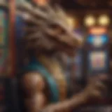 A captivating dragon emblem displayed on a vibrant slot machine.