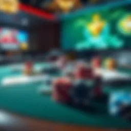 A vibrant online poker table showcasing diverse cards and chips