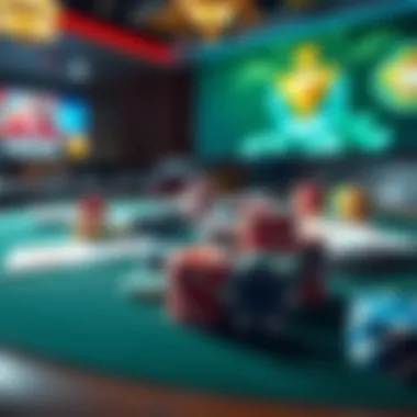 A vibrant online poker table showcasing diverse cards and chips