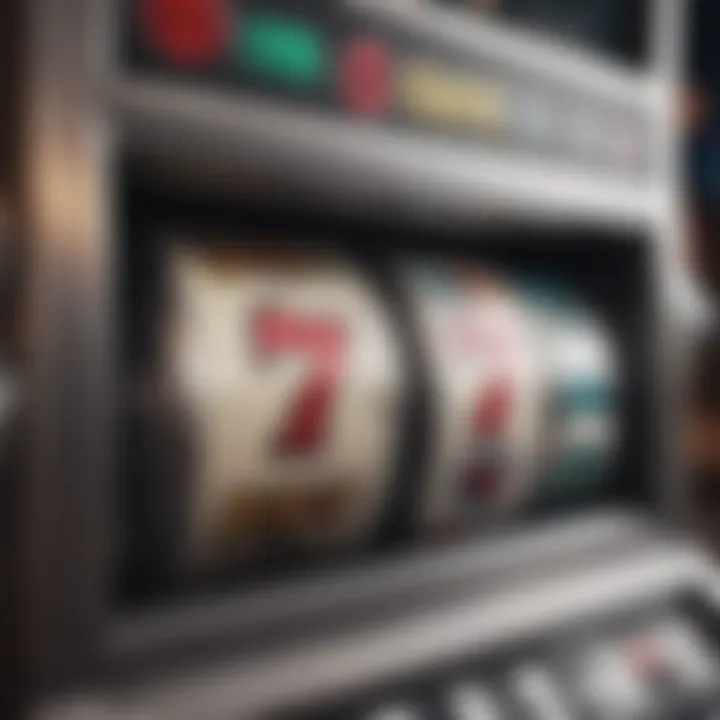 Close-up of a slot machine showcasing its payout percentage