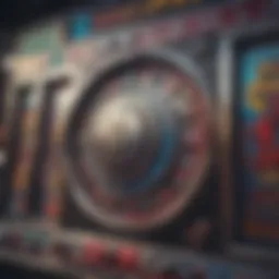 A close-up view of a dollar slot machine screen displaying vibrant graphics and symbols