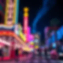 Vibrant nightlife scene in Las Vegas with neon lights