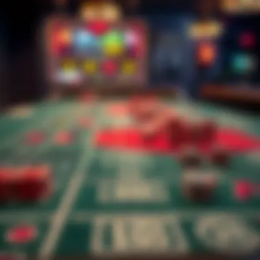 Detailed View of a Craps Table A close-up of the craps table, showcasing bets and odds