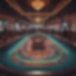 A vibrant casino floor filled with colorful slot machines and lively gaming tables