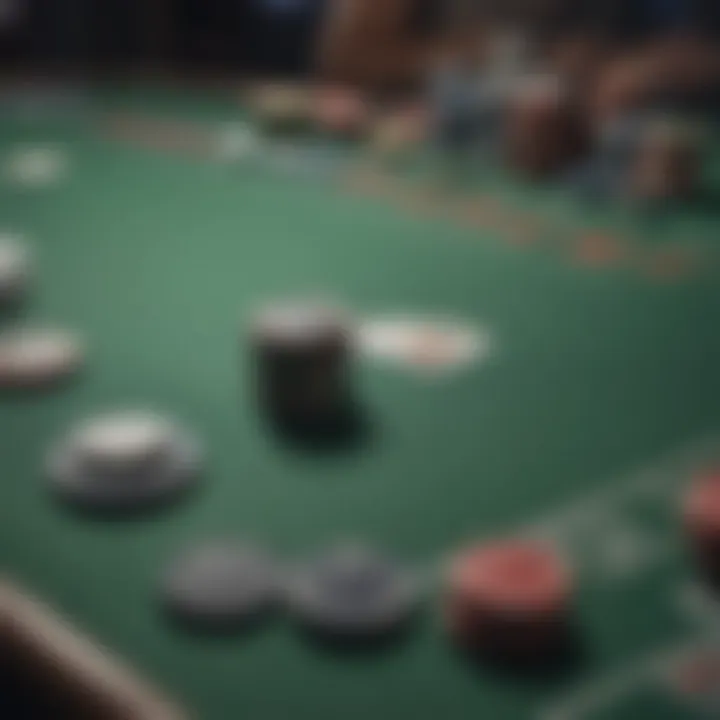 Basic poker chips and cards on a green felt table