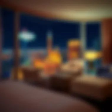 Cozy hotel room with a view of the Las Vegas skyline, perfect for spontaneous travelers