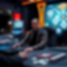 An immersive live gaming setup showcasing a dealer at a virtual table