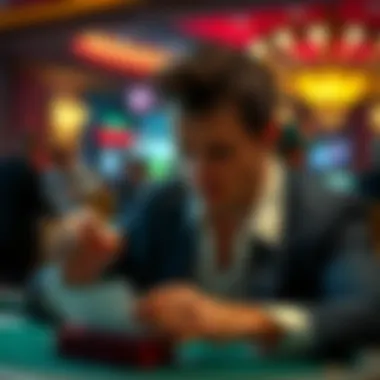 Close-up of a thoughtful gambler analyzing odds