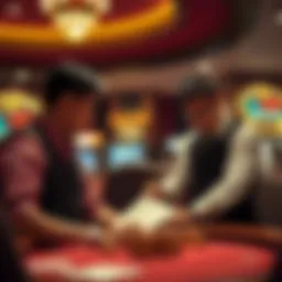 Casino customer service representative assisting a player