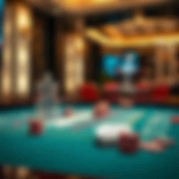 Elegant baccarat table setup with cards and chips