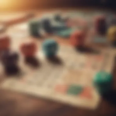 An array of colorful bingo cards and markers
