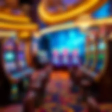 The luxurious interior of Resort World Casino featuring slot machines