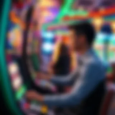 A player engaged in strategic betting on a slot machine