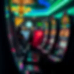 Gambling machine in action with vibrant lights