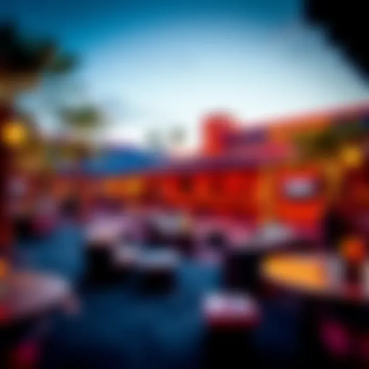 Relaxing outdoor area with vibrant ambiance and seating