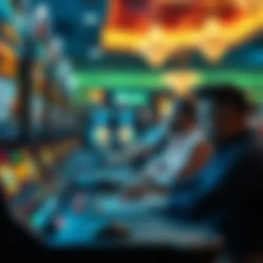 Artwork depicting players engaging with the Whales of Cash game